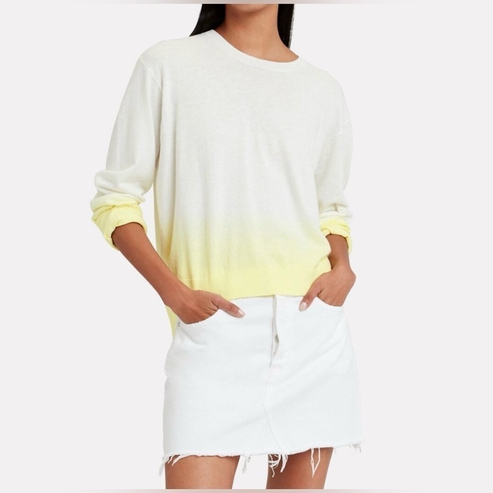 ATM Anthony Thomas Melillo Lemon Ombre Lightweight Crewneck Sweater, Small